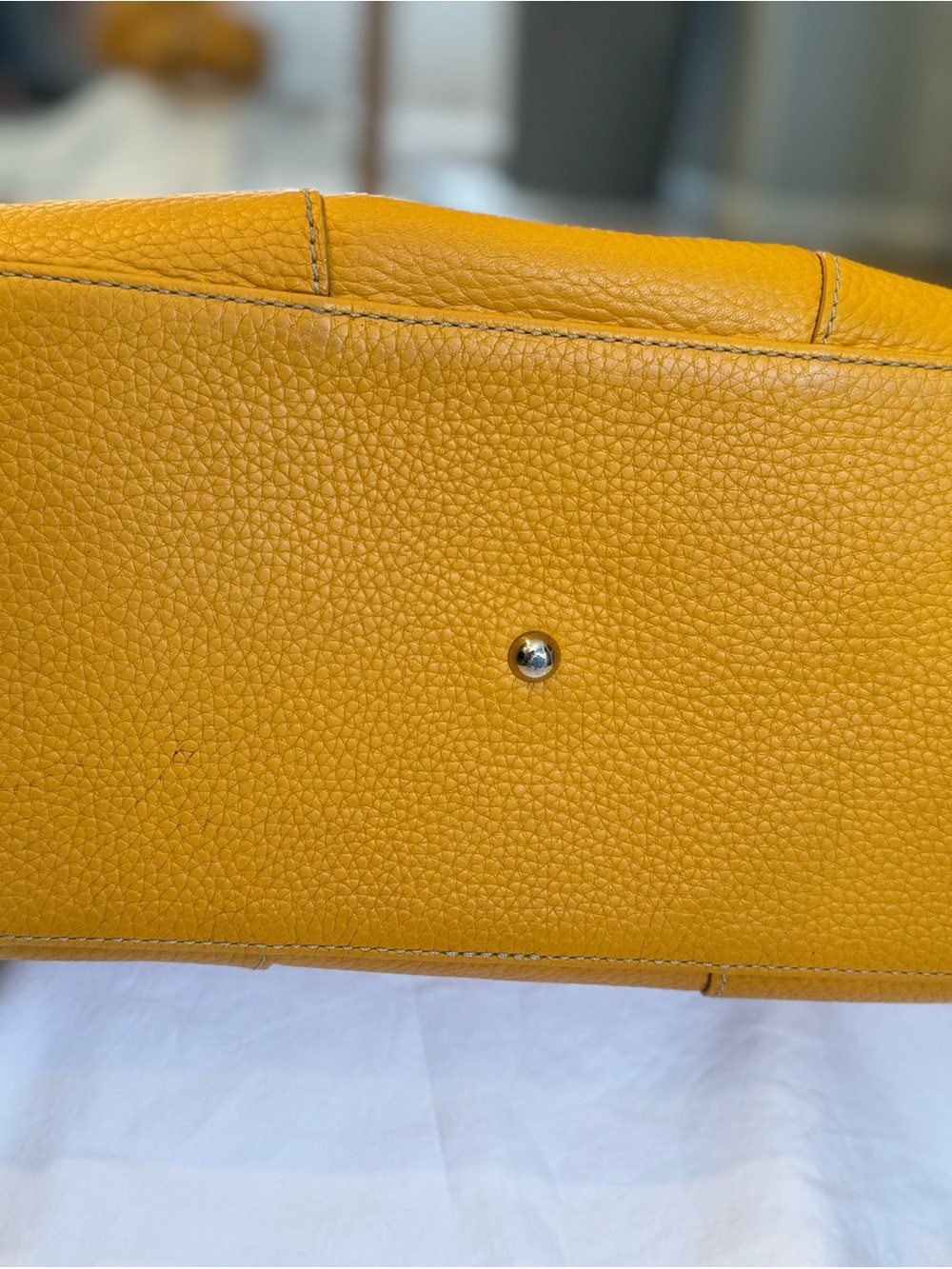Dooney & Bourke Belvedere Yellow Pebbled Leather Satchel Handbag - Picture 6 of 13